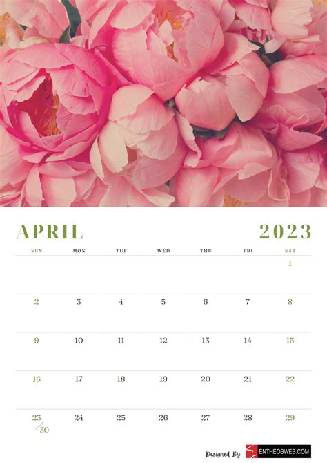 Floral 2023 Calendar – Free PDF Download | EntheosWeb