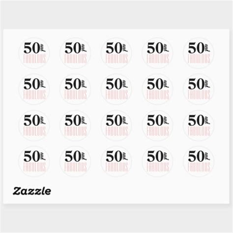 50 And Fabulous Typography 50th Pink Birthday Classic Round Sticker