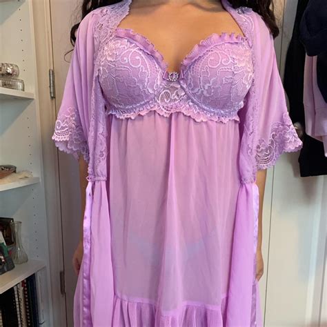 Vintage Purple Lace Rhinestone Y2k Lingerie Set With Depop
