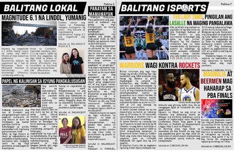 Sample Newspaper Of Sports And Local News Docsity