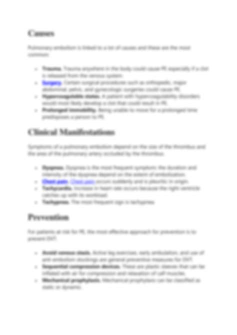 Solution Pulmonary Embolism Nursing Care Management Studypool