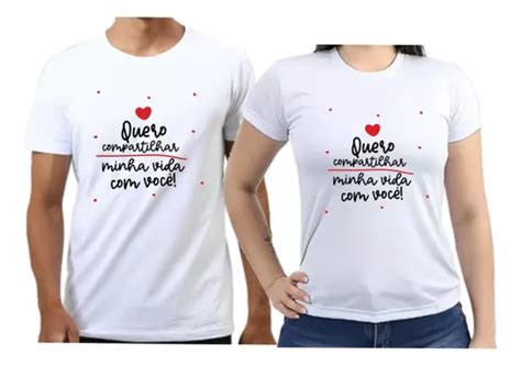 Kit 2 Camisetas Dia Dos Namorados Noivos Chá Bar Casal Frase