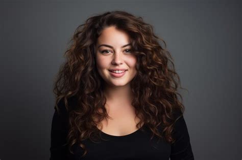 Premium Photo Portrait Of Smiling Brunette In Black Clothes With Long