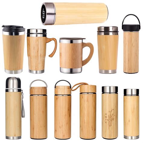 Stainless Steel Bamboo Travel Flask Water Bottle Coffee Cup Tumbler