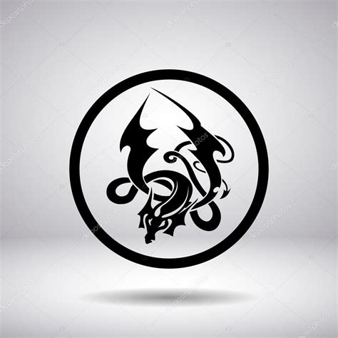 Dragon Silhouette In A Circle Stock Vector WizDan 84950484