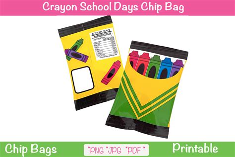 Crayon School Printable Chip Bag Graphic By Rushtontracy · Creative