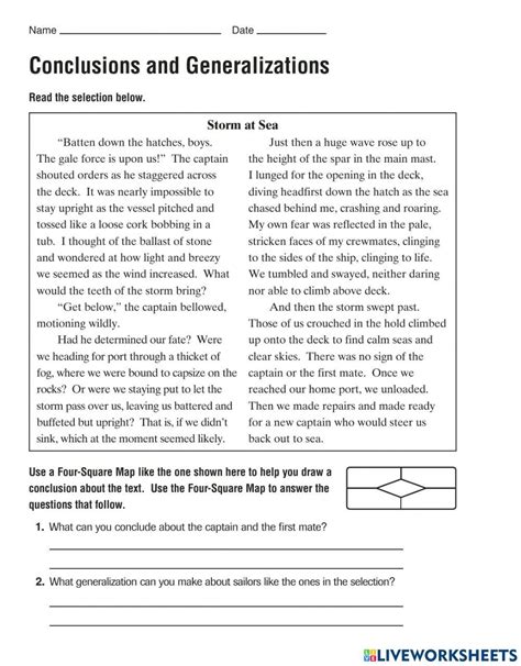 Conclusions And Generalizations Worksheet Live Worksheets