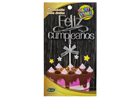 Topper Para Torta Feliz Cumplea Os Plateada Party Time