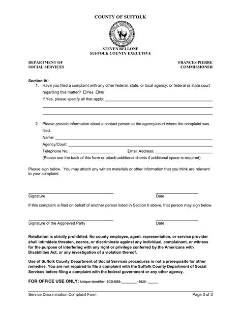 Suffolk County New York Service Discrimination Complaint Form Fill