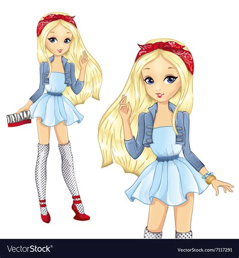 Fashion Blonde Girl With Red Bandana Royalty Free Vector