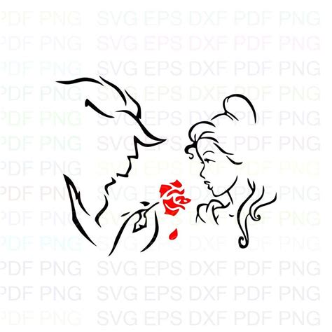 Beautyandthebeastsilhouette2 Svg Outline Dxf Eps Pdf Png Cricut