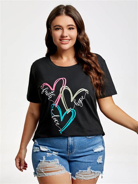 Plus Size Women Graphic T Shirts Daily Workwear Curvesoul