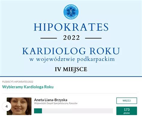 Iv Miejsce Kardiolog Roku W Plebiscycie Hipokrates Cm Niwa