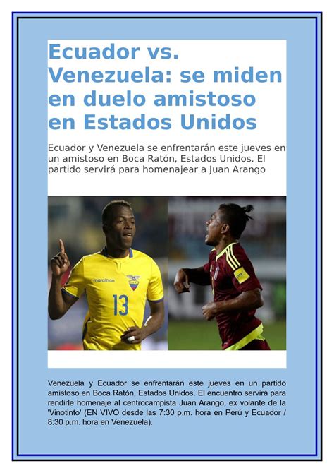 Calaméo Amistoso Internacional Ecuador Vs Venezuela