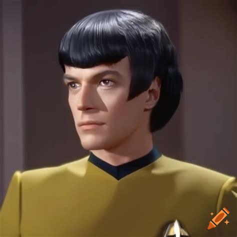 Vulcan Captain In Yellow Starfleet Uniform On Craiyon