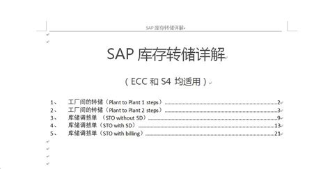 中文版 Sap库存转储详解（使用sap S4hana 1909系统演示）共28页 2021年2月编著 Word版 开源资料库