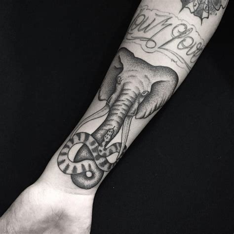 #elephant #elephanttattoo #snake #snaketattoo #darkartists #blacktattooart … | Black and grey ...