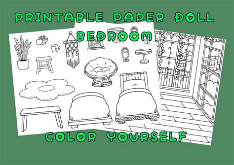 Printable Uncolored Paper Doll Bedroom Toca Boca Flower Bedroom