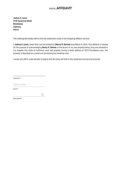 Affidavit Format