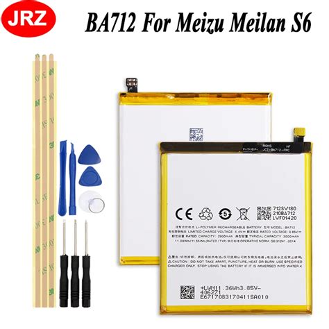 JRZ For Meizu Meilan S6 BA712 Phone Battery For Meizu Meilan S6 M712C M