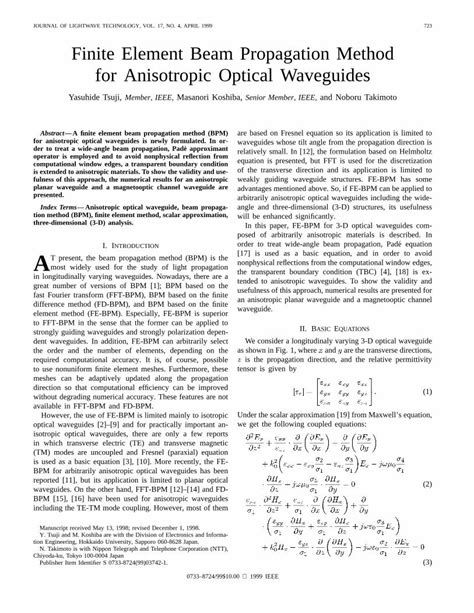 Pdf Finite Element Beam Propagation Method For Anisotropic Optical