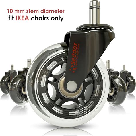 Office Chair Caster Wheels for IKEA chairs - Black/Clear: Amazon.co.uk: Office Products