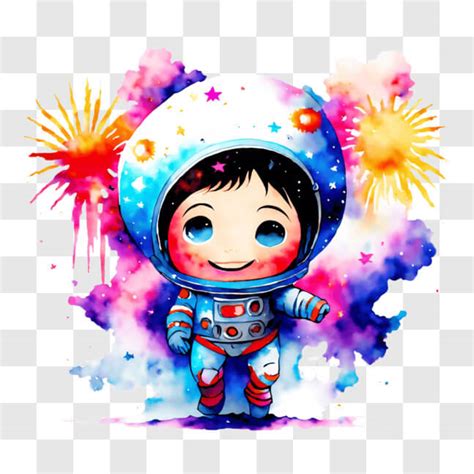 T L Charger Astronaute De Dessin Anim Avec Feux D Artifice Et Ballons