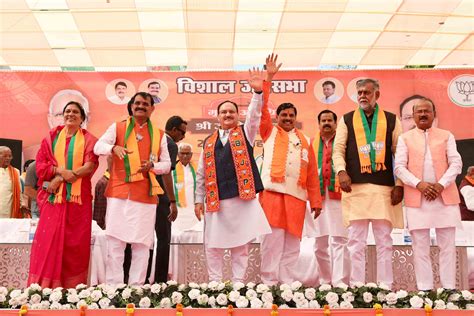 Bjp National President Shri J P Nadda While Addressing Public Rally In