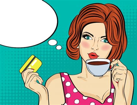 Premium Vector Sexy Pop Art Woman With Coffee Cup Advertising Poster