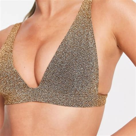 Asos Swim Nwt Asos Gold Metallic Bikini Top Poshmark