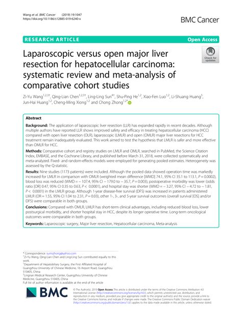 Pdf Laparoscopic Versus Open Major Liver Resection For Hepatocellular