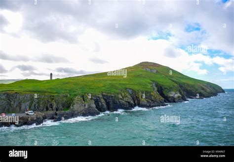 Isle Of Man Coastline Landscape Hills And Mountain Covered With Green