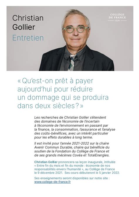 Calam O Entretien Christian Gollier