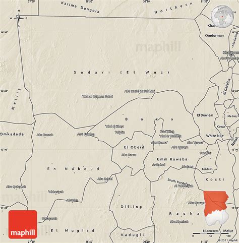 Shaded Relief Map Of North Kordofan