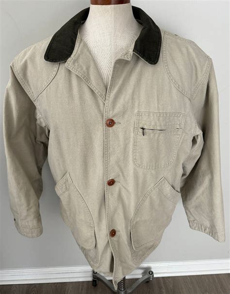 Vintage L L Bean Chore Barn Coat Field Jacket Beige Gem