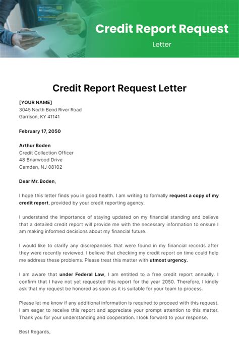 Credit Report Request Letter Template Edit Online And Download Example