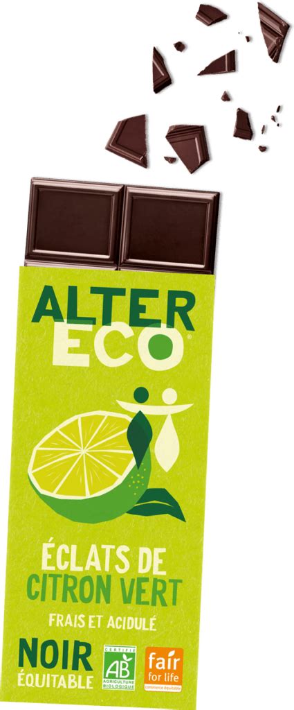 Chocolat noir éclats de citron vert AlterEco