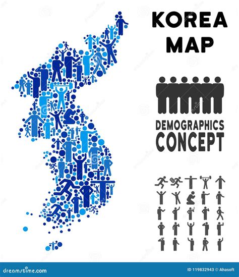 Demographics North And South Korea Map Stock Vector Illustration Of