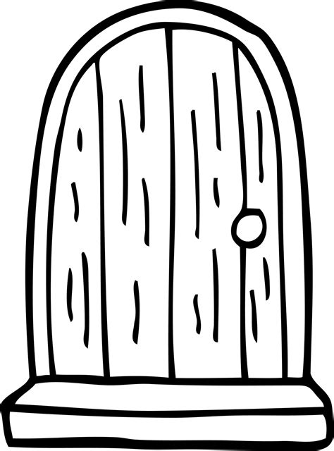 Line Drawing Cartoon Old Wood Door 12146295 Vector Art At Vecteezy