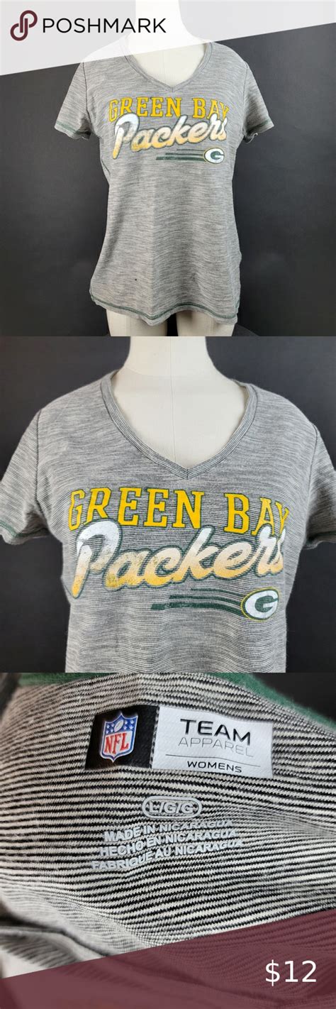 Nfl Merch Green Bay Packers Ladies Vee Neck Team Apparel Plus