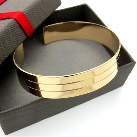 Mens Gold Cuff Bracelet Wide Mens Bracelet Gold Line Etsy