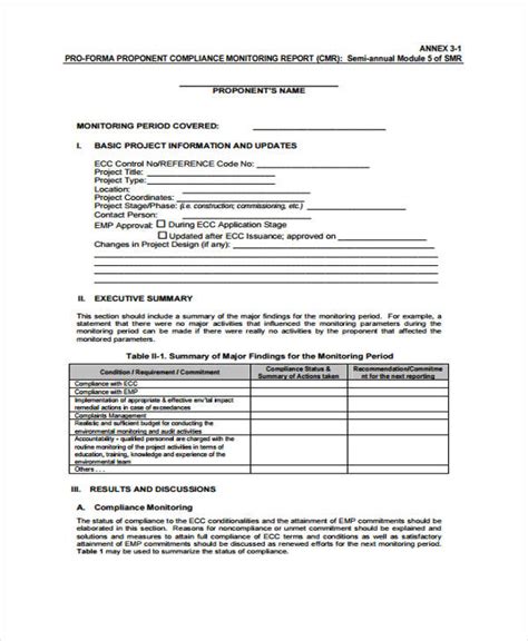 Compliance Report Templates 14 Free Printable Word PDF Formats