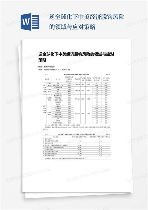 逆全球化下中美经济脱钩风险的领域与应对策略word模板下载编号ldmbngeb熊猫办公