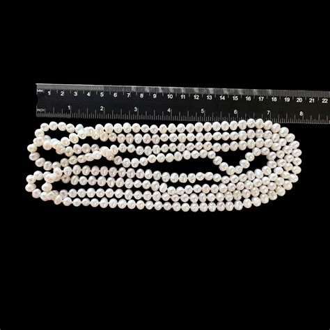 64 Long White Pearl Necklace Extra Long Pearl Necklace Vintage Pink