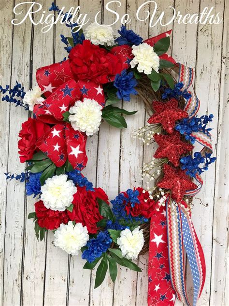 Patriotic Wreath Fourth Of July Wreath Memorial Day Wreath Front