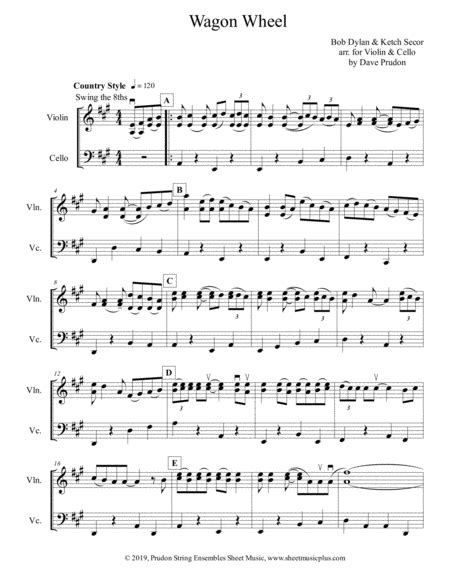 Wagon Wheel Arr Dave Prudon By Ketch Secor Sheet Music For Instrumental Duet At Sheet Music