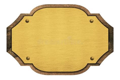 Composition of Golden Plaque, Name Plate, Wooden Stock Image - Image of ...