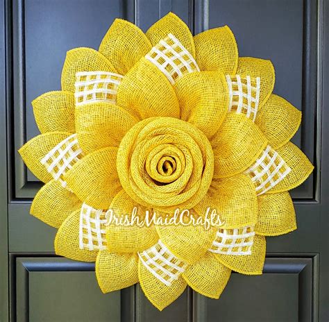 Large Yellow Daisy Rose Sara Flower Poly Burlap Flower Etsy