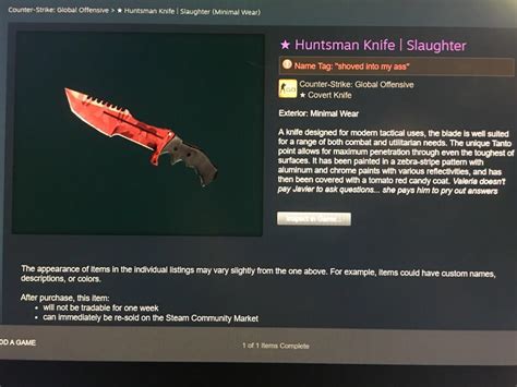 Csgo Huntsman Slaughter Knife Skin Video Gaming Gaming Accessories