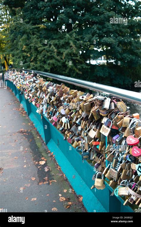 Love Locks Filling The Rail On The Wye Bridge In Bakewell Derbyshire